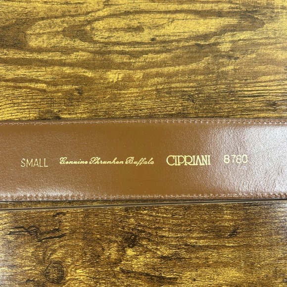 Cipriani Italian Leather Wide Belt Brown Brass Buckle Small Minimalist Classic - Picture 3 of 10